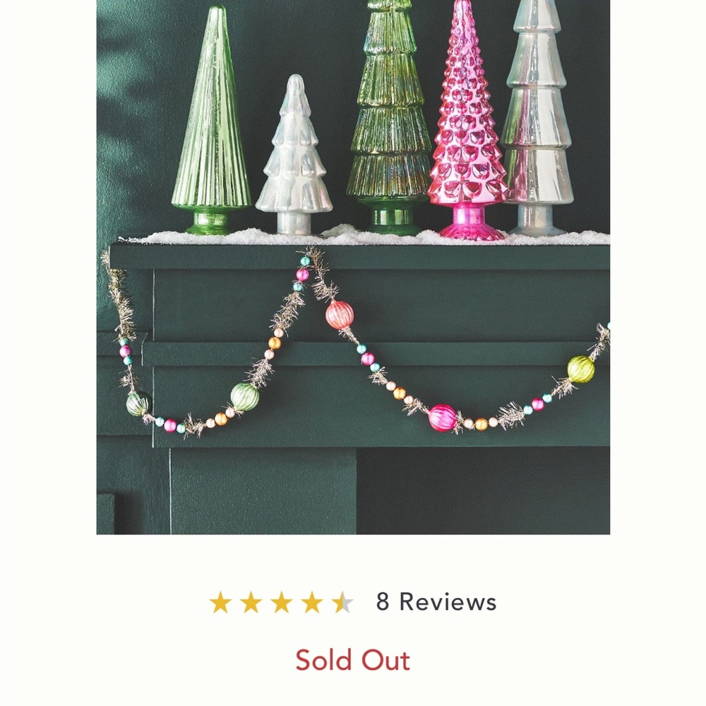 Vintage Pastel Tinsel Traditional Glass Garland - Picture 15 of 16